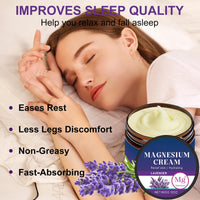 Lavender Magnesium Sleep Cream - Magnesium Butter for Sleep - Magnesiums Cream for Sleep & Restless Legs Relief - Body Skin Care with Lavender & Shea Butter - Fast Relief & Deep Hydration Body Creams