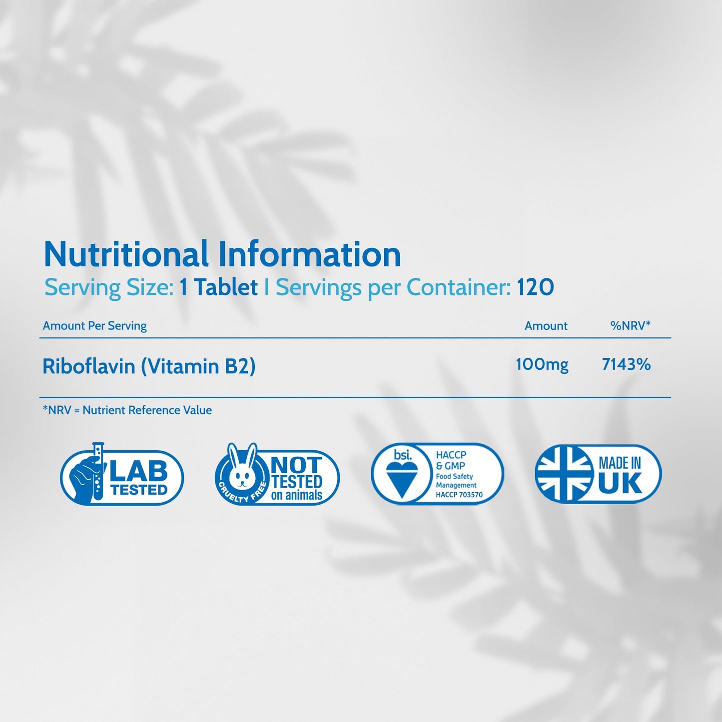 Vitamin B2 Riboflavin 100mg 120 Tablets - Energy, Stress and Migraine Support, Contributes to Reduction of Tiredness & Fatigue, Vegan, Gluten-Free Supplement | Made in UK by Health4All