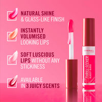 Rimmel Thrillseeker Glassy Gloss 500 Pine to the Apple, Hydrating Shine, Hyaluronic Acid, Anti-Oxidant Complex, Non-Sticky, Big Applicator, Healthy-Looking Lips, Delicious Scent, Vegan, Cruelty Free