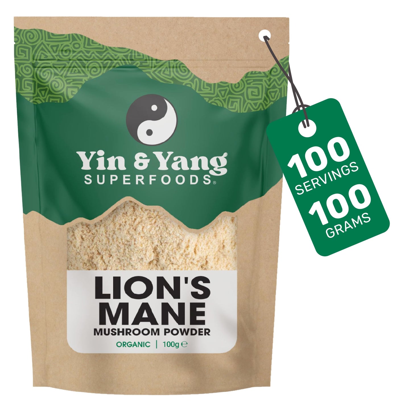 Yin & Yang Superfoods Organic Lion's Mane Powder 100g | Full-Spectrum Extract | Focus