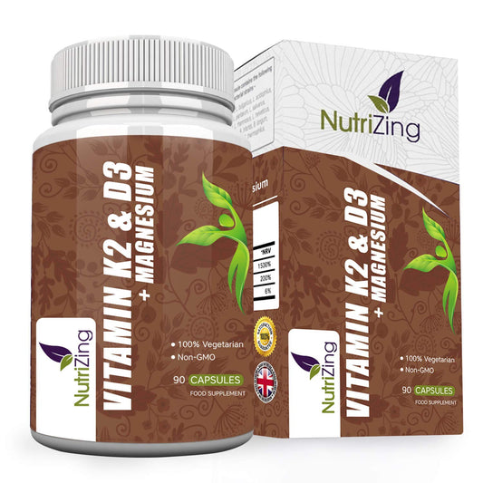 Vitamins D3 K2 Capsules - 3000IU Vitamin D3, 150mcg VIT K2 (MK-7) - Made in UK by NutriZing - Supports Maintenance of Immune System & Contributes to Normal Bones