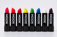 Neon UV Lipstick by Moon Glow - Intense set of 8 colours - Bright Neon Coloured Lipstick - Glows under UV