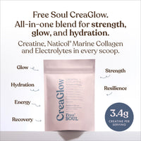 CreaGlow™ Naticol Marine Collagen + Creatine Monohydrate + Electrolytes Powder | Glow & Strength All in 1 with Magnesium, Vitamin C, Biotin & Hyaluronic Acid | Raspberry Flavoured | Free Soul