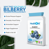Health4All Bilberry Extract 8,000mg 120 Capsules, 4 Months Supply, Eye Health