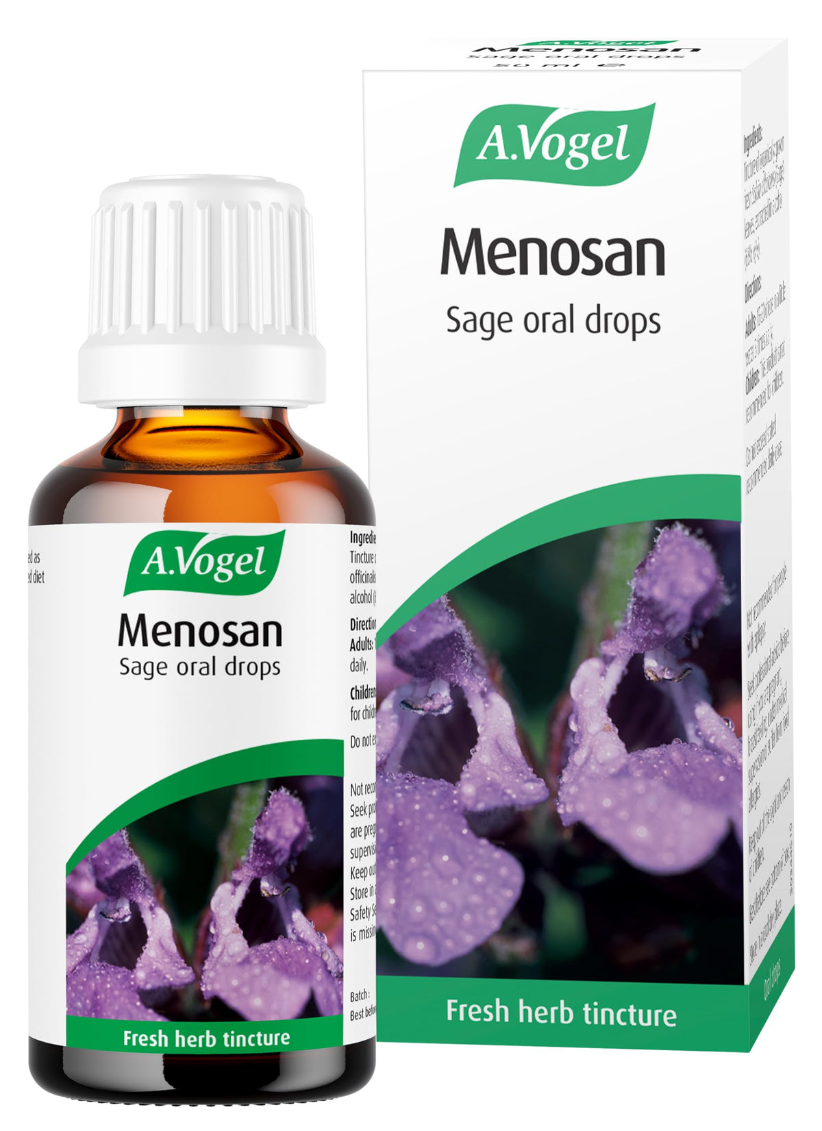 A.Vogel Menosan Sage Drops | Extracts of Organically Grown Fresh Sage | Herbal Food Supplement | Suitable for Vegans | 50ml