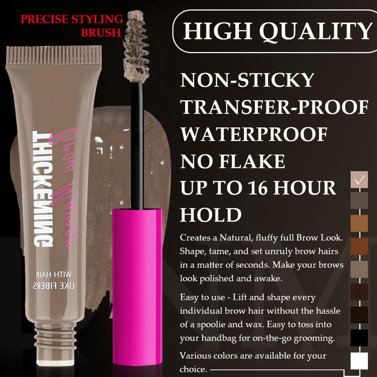 FPNNZ Eyebrow Gel, Brow Gel with Waterproof Formula Long-Wear, Volumizing, Buildable, Creamy Gel Formula for Brow Colour and Structure Non-Sticky, Smudge-Proof Instant Brow Styler (01#Taupe)