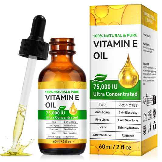 100% Pure Vitamin E Oil for Skin, Hair & Face, Body Bath Oils Moisturizing Dry Skin, Easy to Absorb, Non-GMO & Vegan, 2Fl Oz