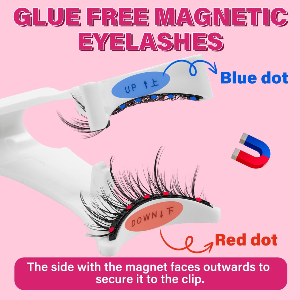 PRO LASHBEAUTY Magnetic Eyelashes With Applicator Long Lasting And Reusable Magnetic Lashes Kit 5Pcs Magnets Per Piece No Glue Needed False Eyelashes Waterproof,Cruelty Free,Easy To Wear(1pair,Vibrant)