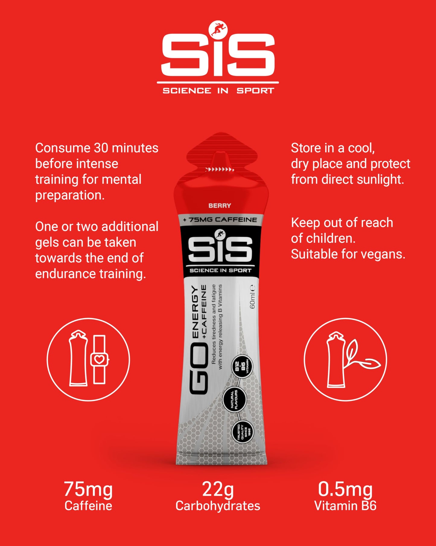 Science in Sport Go Isotonic Energy Gel with Caffeine, Berry Flavour, 60ml (6 Packs)