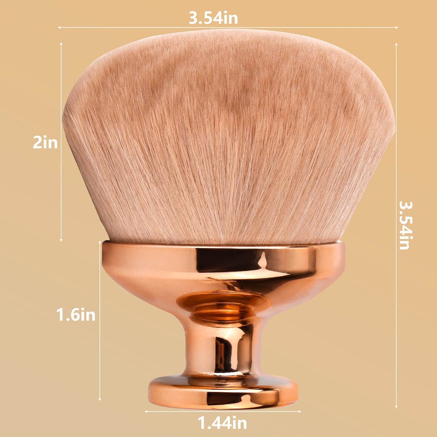 Tinoaly Extra Large Body Makeup Brush for Self Tanner, 3.54 Inch Big Wide-Headed Oval Tan Kabuki Brush Bronzers Blend Self Tanning Applicator with Drawstring Bag for Face Neck Back Legs Wet & Dry Use (Gold)