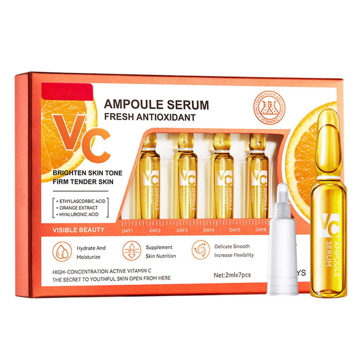 INSKIN Vitamin C Serum for Face Concentrated Ampoules, Vit C Serum Anti Ageing & Anti Wrinkle Serum, Brightening Serum for Dull,Tired Skin, Powerful Antioxidant Protection face serum, 7x2ml Ampoule Serum