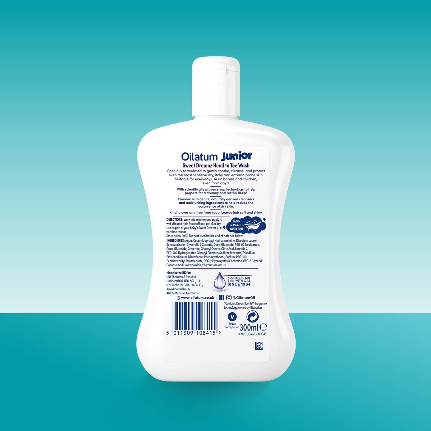 Oilatum Junior Sweet Dreamz Head to Toe Wash, For Dry, Sensitive and Eczema-Prone Skin, Soothing and Hydrating Cleanser for Kids, Dermatologist Recommended for Itchy and Irritated Skin, 1 x 300ml