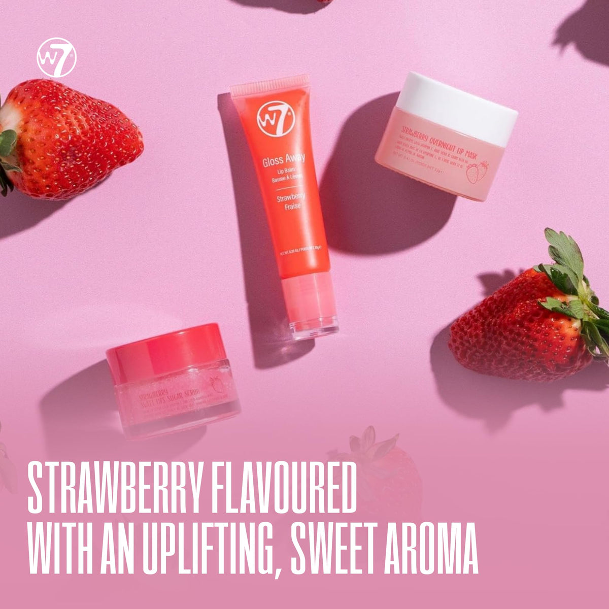 W7 Sweet Dreams Lip Care Set - Strawberry Overnight Mask, Balm & Scrub