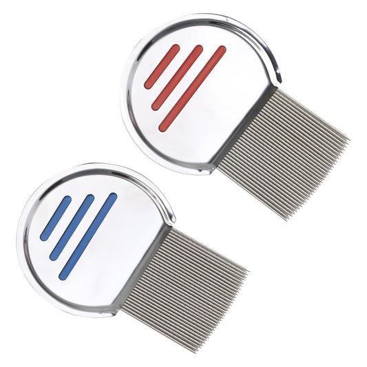 Fadbudss 2 Pack Lice Combs, Flea Lice Removal Combs Head Nit Treatment for Long Thick Hair, Stainless Steel Flea Lice Hair Combs Removes Headlice Dandruff Nits Ticks Eggs-Lice with Double Sided Teeth