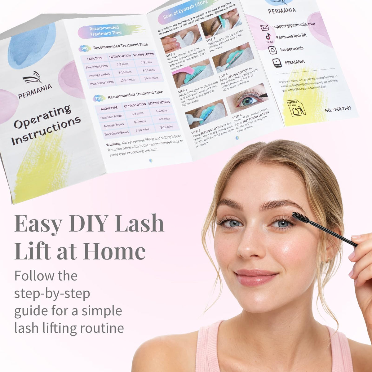 PERMANIA Lash Lift Kit, Eyelash Lift Kit, Beginner Friendly | Easy Application Eyelash Perming Kit with Glue Balm, DIY Salon Curl Results at Home, Last up to 4 Weeks