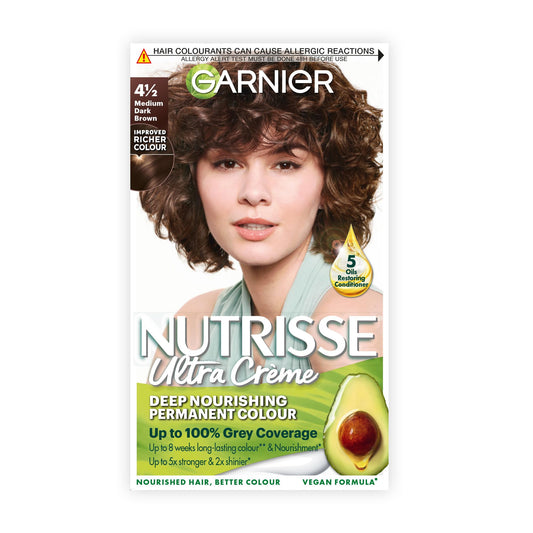 Garnier Nutrisse Permanent Hair Dye, Natural-looking, hair colour result, For All Hair Types, 4.5 Auburn