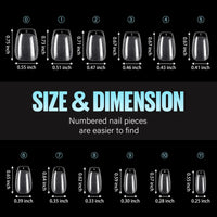 TOMICCA Coffin Shaped Short Nail Tips - 192PCS Half Matte Soft Gel, No File Needed- Full Cover False Nails, Clear Acrylic & Strong Tips for Press On Extension - 12 Sizes