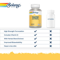 SOLARAY Calcium with Vitamin D3-90 Capsules - Vitamin D 400IU and Calcium Citrate 1000mg Supplement - Gentle Formula for Enhanced Absorption - Lab Verified - Solaray