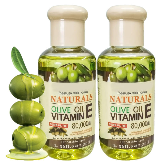 DMQ 2PCS Olive Vitamin E Skin Oil,Anti Dry Body Oil,Firming Face Oil and Serum,Face & Body Skincare.Vitamin E Olive Bodu Oil,Natural Body Massage Oil,Hydrating Body Oil for Dry Skin,Relieve Dryness-75ML
