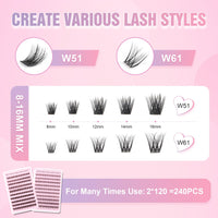Glowing Win Cluster Lashes Kit Individual Eyelash with Bond Seal&Applicator
