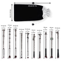 Boyigog 10Pcs Wizard Makeup Brushes Set,3D Silver Handle Metal Wand with Theme Bag,Anime Cosmetic Brushes for Powder Eyeshadow Lips Eyeliner,Portable Makeup Brush Set Gift for Girl Women (Silver)
