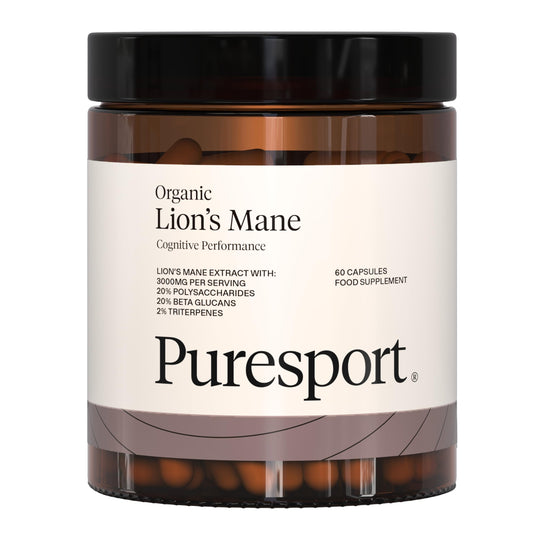 Puresport Lion's Mane Supplement | 60 Capsules | Lion's Mane Mushroom with 30% Polysaccharides | for The Brain Focus, Energy and Memory