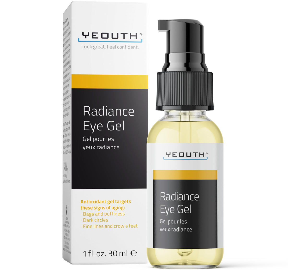 YEOUTH Under Eye Gel with Hyaluronic Acid, Targets The Appearance of Puffiness, Dark Circles & Under Eye Bags, Revitalizing Hydrating Skincare 30ml