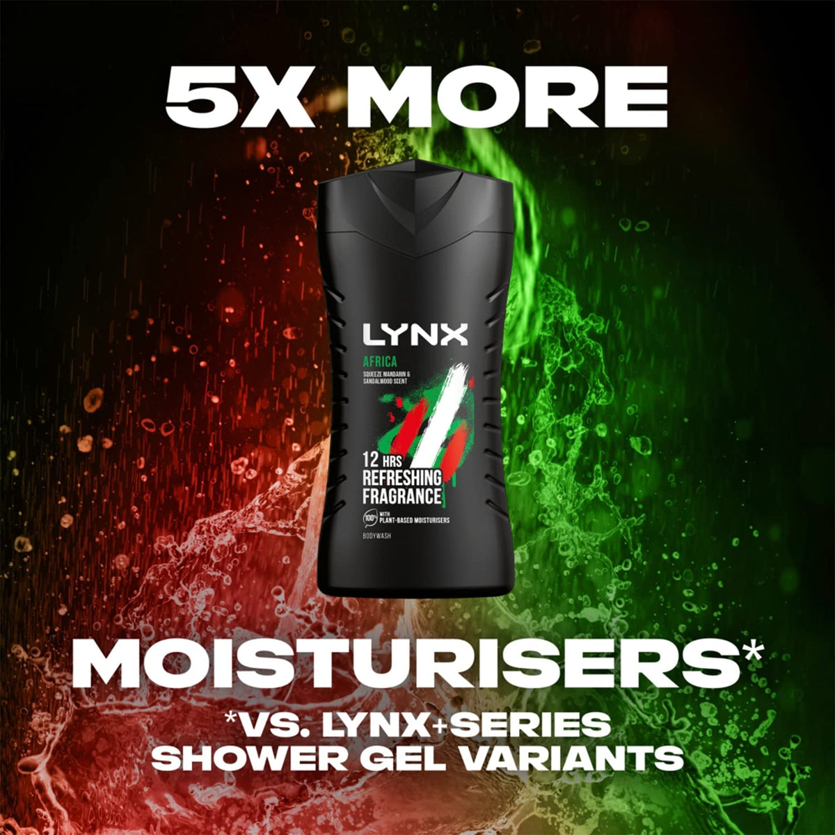 2x Lynx 12hr Refreshing Africa Squeezed Mandarin & Sandalwood Bodywash, 225ml