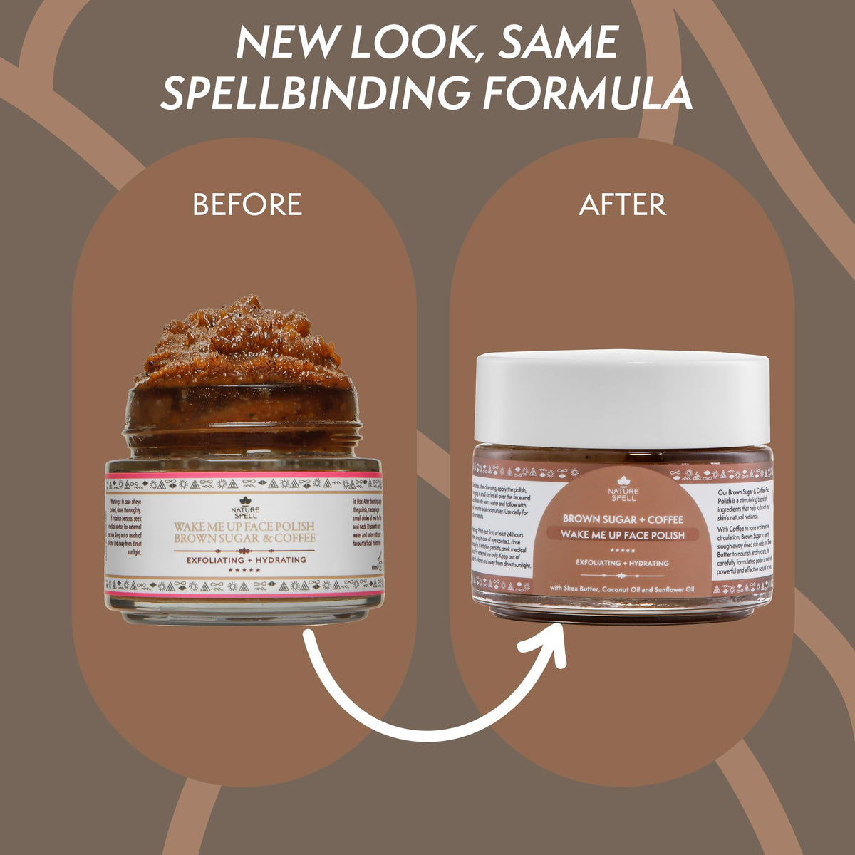 Nature Spell Brown Sugar & Coffee Exfoliating Face Scrub, Gently Refines Skin Texture & Calms, Vegan, 100ml