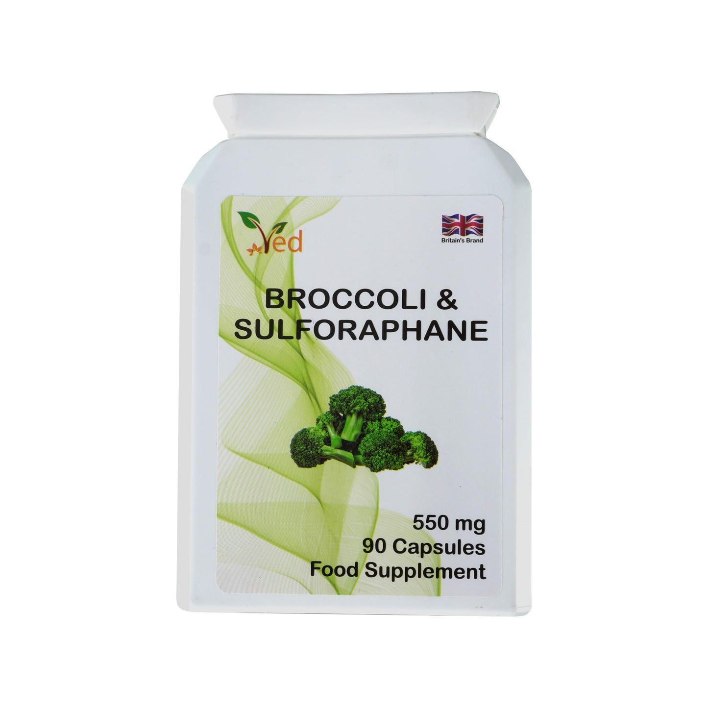 VED Ved Broccoli Sulforaphane, Broccoli Powder Rich in Vitamins and Minerals, 550 mg 90 Capsules (45 Days supplys)