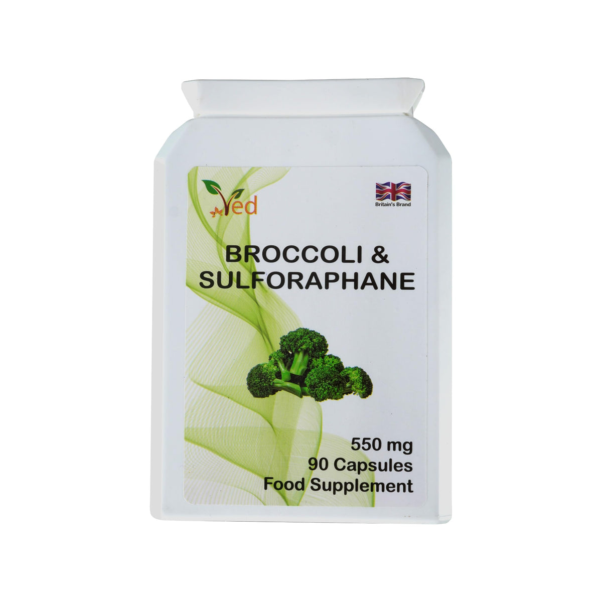 Ved Broccoli Sulforaphane, Broccoli Powder Rich in Vitamins and Minerals, 550 mg 90 Vegan Capsules (45 Days supplys)