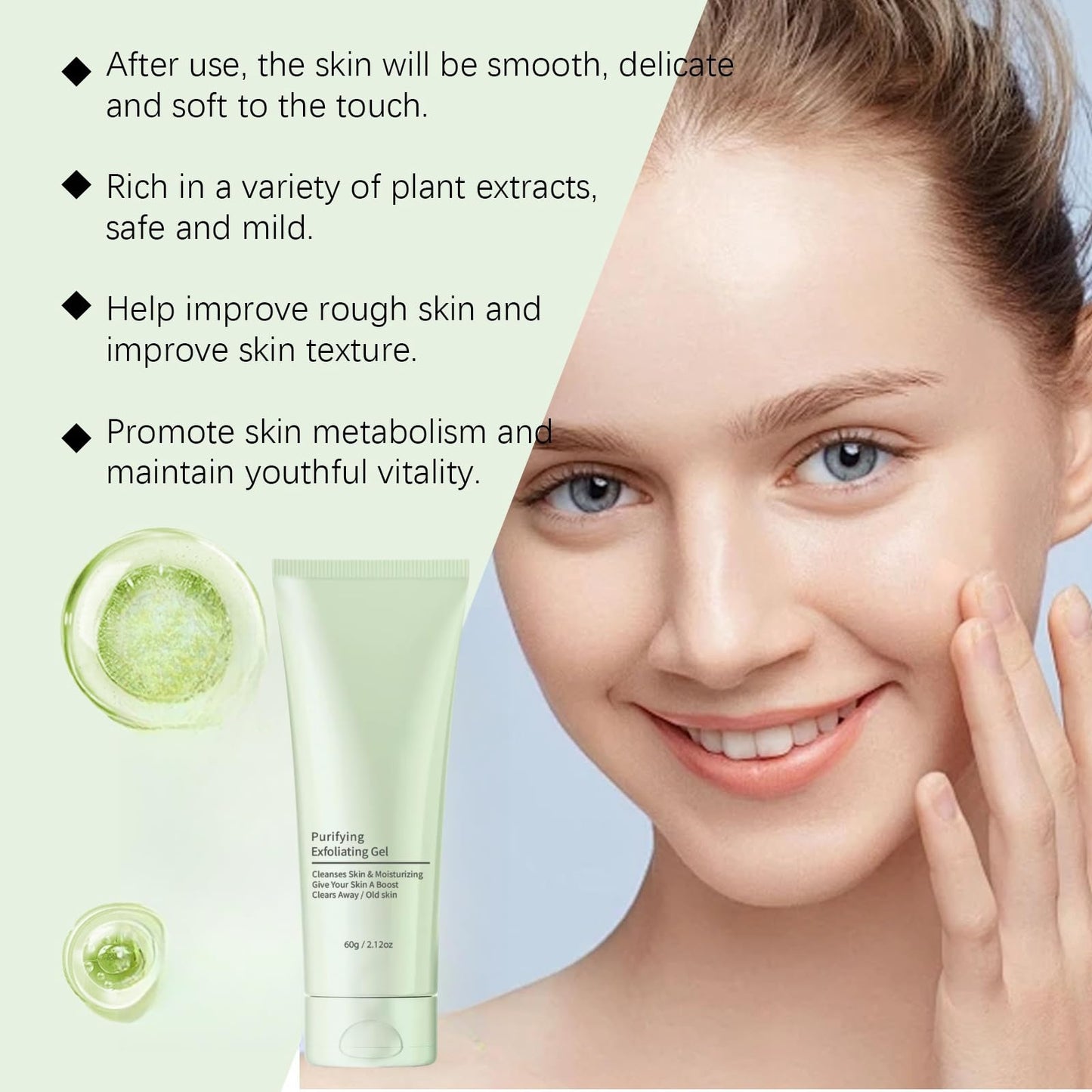 Purifying Exfoliating Gel,Exfoliating Face Wash Gels,Face Scrub Exfoliator,Deep Cleansing Face and Body Exfoliating Scrub Gel,Moisturizing Facial scrub Gel,Gentle Exfoliating Facial Cleanser