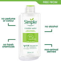 Simple Kind to Skin Cleansing Water Micellar 90% hydration boost facial cleanser and makeup remover, 200ml
