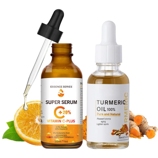 NatrLuxe Vitamin C & Turmeric Face Serum For Aging & Wrinkles - Oil With 20% Vitamin C, Improves Dark Spots & Fine Lines, Moisturizing Skin Care Formula