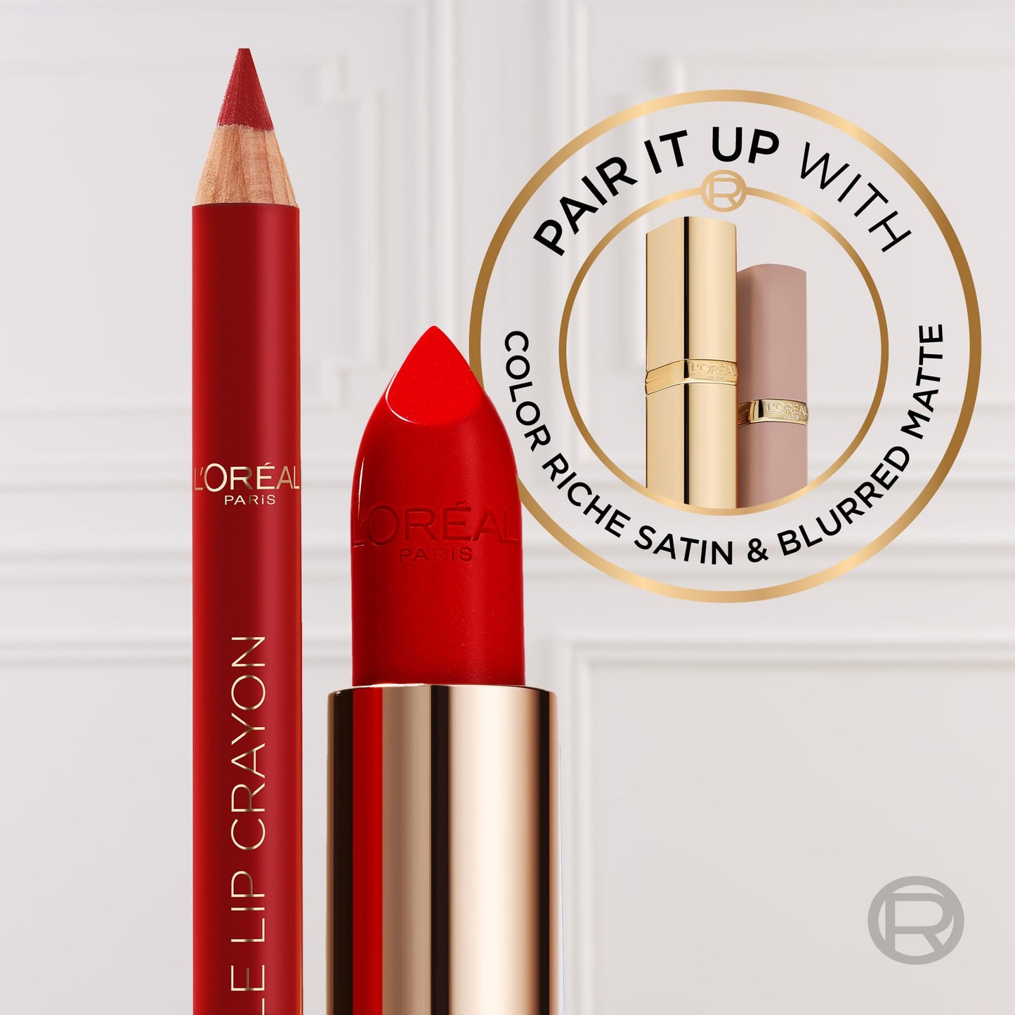 L'Oreal Paris Color Riche Lip Liner with Couture Precision to Define Lip Curves and Prevent Feathering, Creamy Formula for a Seamless Blend with Matching Satin Lipsticks, 300 Le Rouge Paris