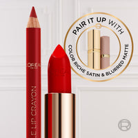 L'Oreal Paris Color Riche Lip Liner with Couture Precision to Define Lip Curves and Prevent Feathering, Creamy Formula for a Seamless Blend with Matching Satin Lipsticks, 300 Le Rouge Paris