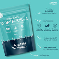Hybrid Health Colon Cleanse 10 Day Detox Supplement for Men & Women - 30 Vegan Gut Cleanse Capsules, New & Improved Formula