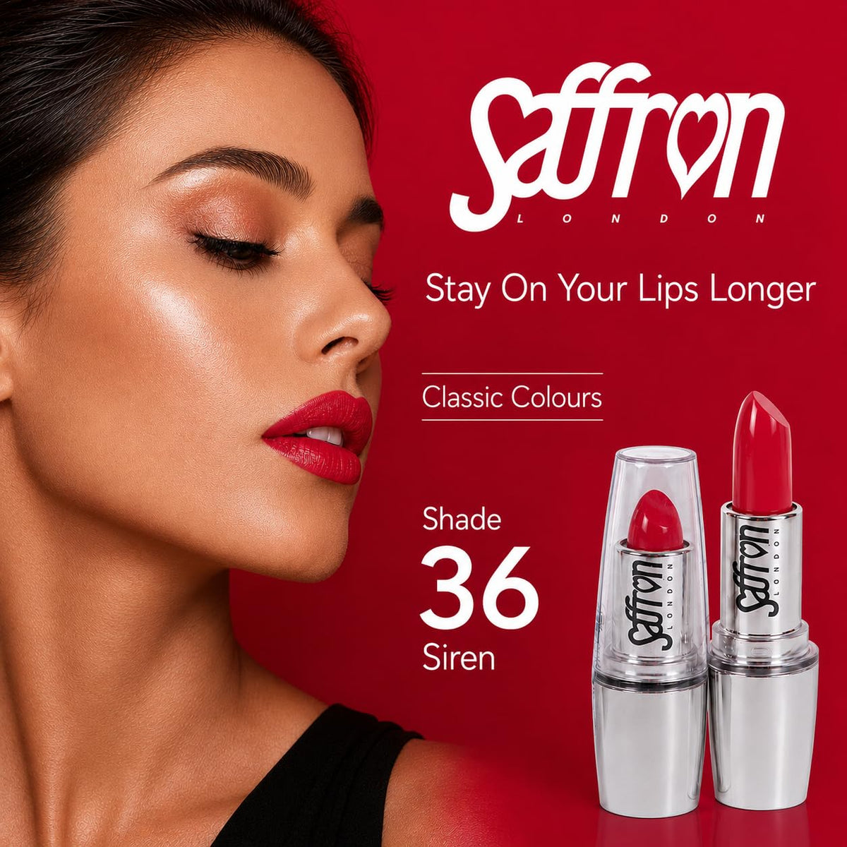 Saffron LONDON Saffron - 0134 Lipstick "Stay on Your Lips Longer" (Colour 36 Siren)