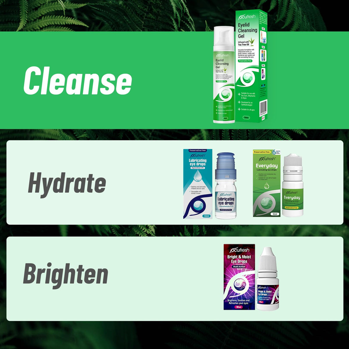 Ocufresh Eyelid Cleansing Gel with Tea Tree Oil – Hydraplus Technology for Long-Lasting Moisture - Antibacterial, Hydrating for Blepharitis, Styes – Natural, Preservative Free,for All Ages- 50ml