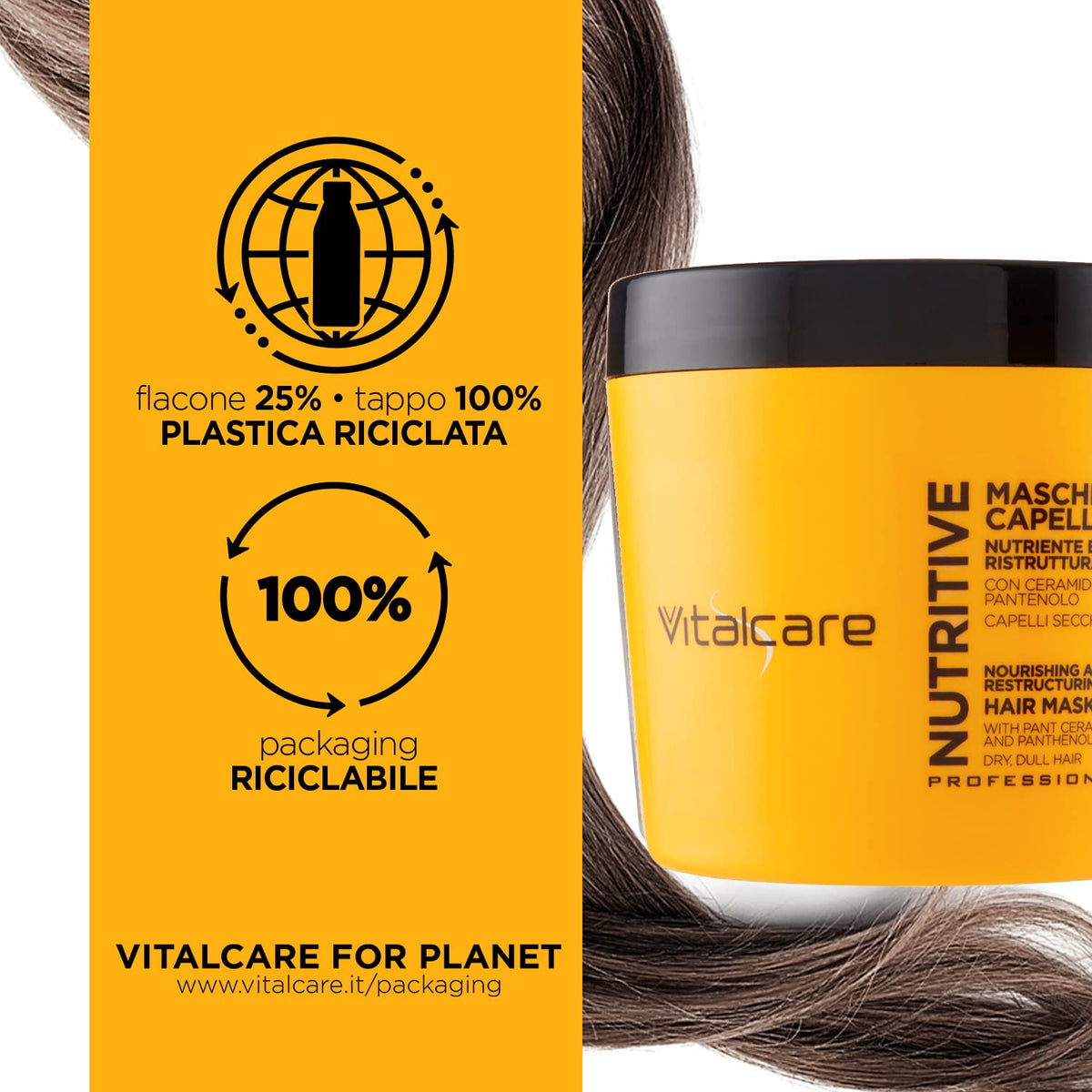 Vitalcare | Nutritive - Nourishing and Restructuring Hair Mask, Treatment for Dry and Dull Hair, with Vegetable Ceramides and Panthenol, 500 ml