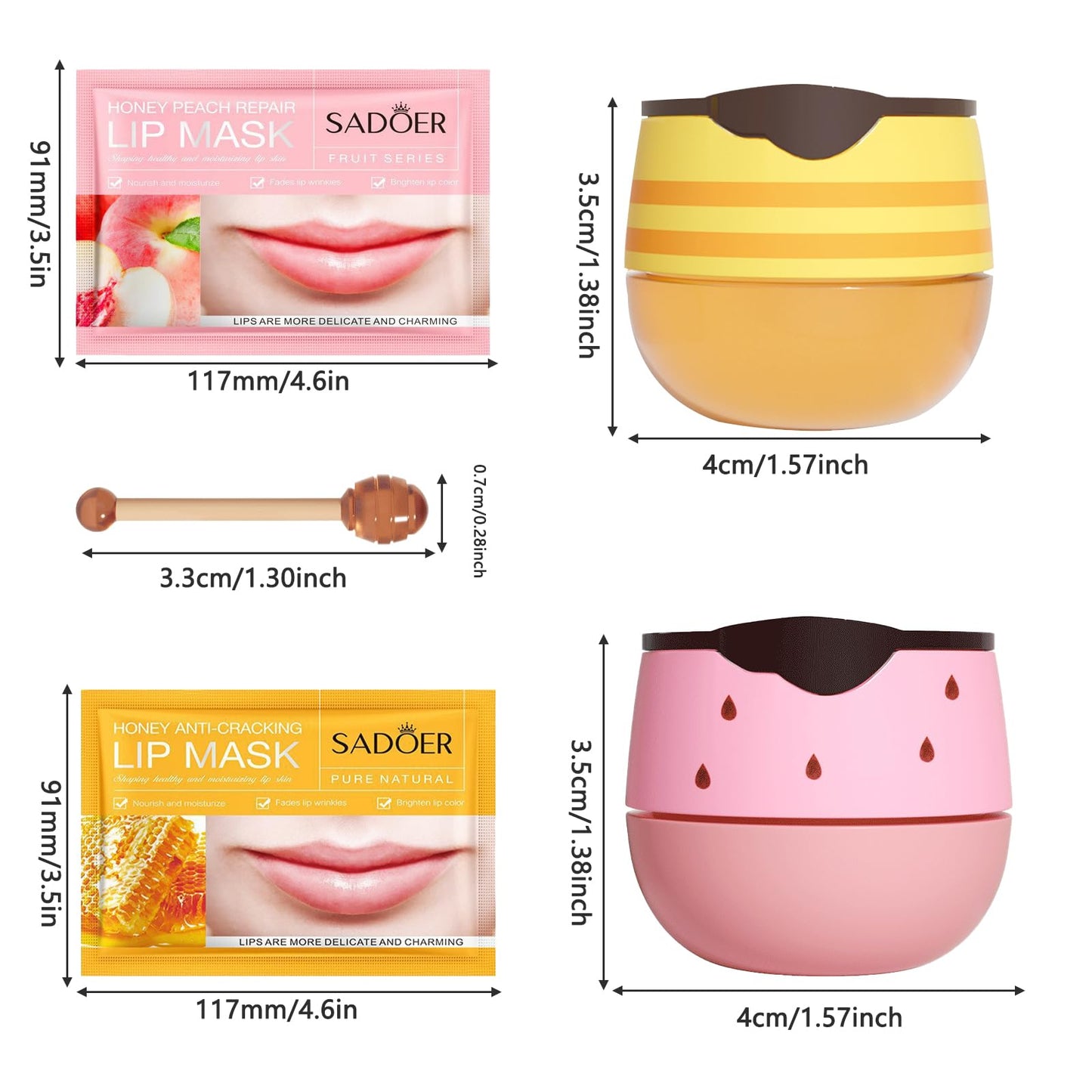 ExcellaElite Honeybalm Lip Balm, Honey Balm Uk lips, Honey lip Balm - Premium 4 PCS Set Honey & Strawberry Lip Balm with Exfoliating & Hydrating Properties - Honey Pot Lip Balm for Dry, Cracked & Chapped Lips