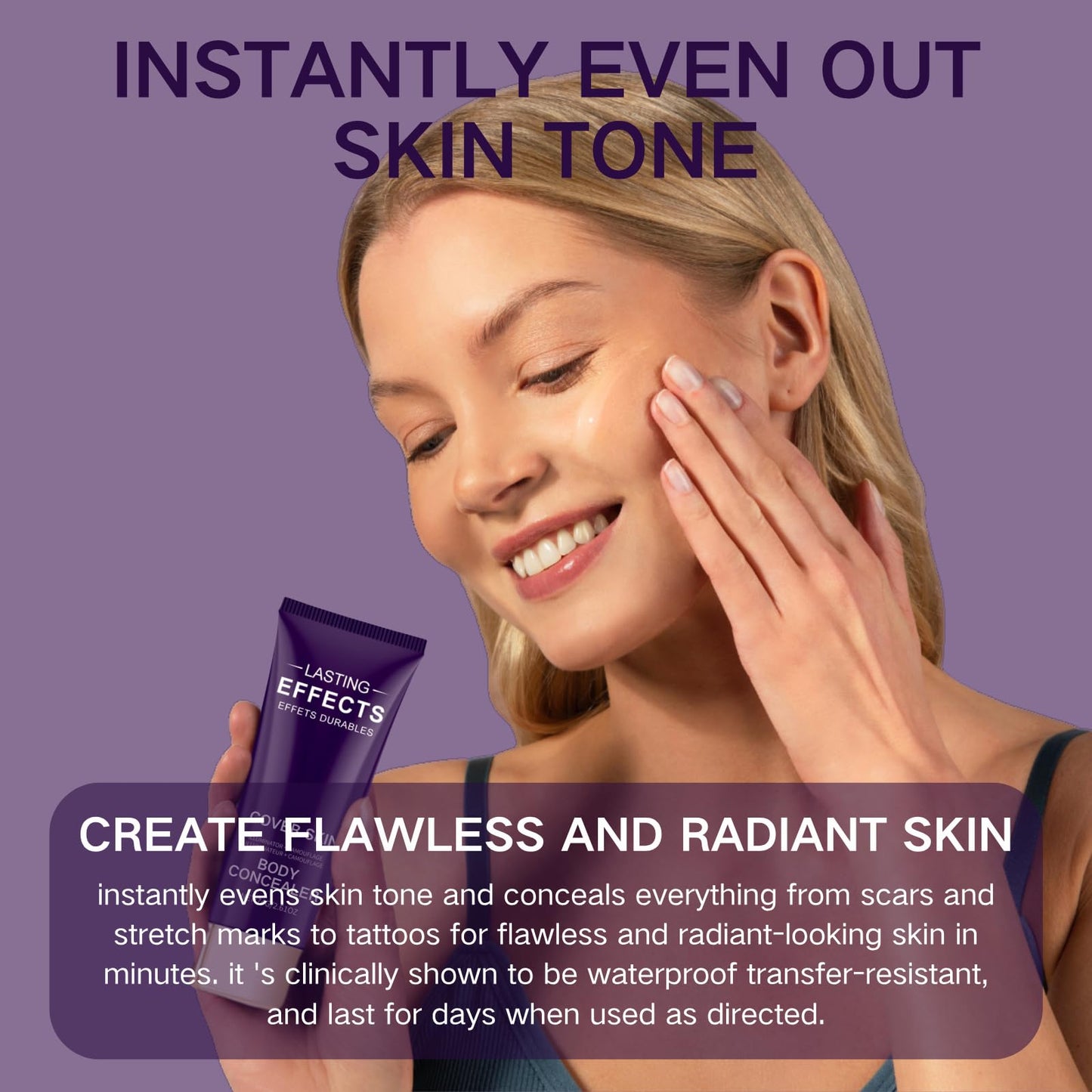 HERBENJOY SHEBEEDO Body Concealer Foundation with Brush,Full Coverage Tattoo Cover Up Makeup Colour Corrector,Leg Makeup To Cover Veins Complexion Perfector Even Tone,Concealer For Tattoo & Scars Dark Spots