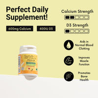 SunVit-D3 Vitamin D3 400IU with Added 600mg Calcium Tutti Frutti Tablets -Supports The Maintenance of Bone, Teeth, Muscle & Immune System - 56 Chewable Tablets