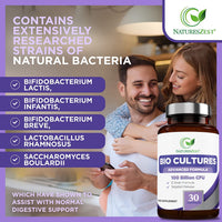 Bio Cultures Complex Probiotics 100 Billion CFU with Prebiotics – Lactobacillus Plantarum & Saccharomyces Boulardii Probiotic - 30 Vegan Capsules – Probiotics for Women & Men – Packaging May Vary