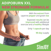Slimjoy SlimJOY AdipoBurn XXL - Extract of Green Tea Leaves, Cayenne and Caffeine - with Free E-Book Guide - 3 x 30 Capsules