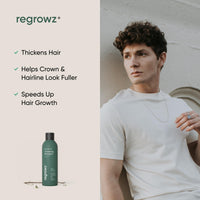 Regrowz Organic Hair Thickening Shampoo with Biotin & Rosemary Oil - 225ml - Pack of 2 - Natural Anti Hair Loss Treatment - Suitable for Men & Women