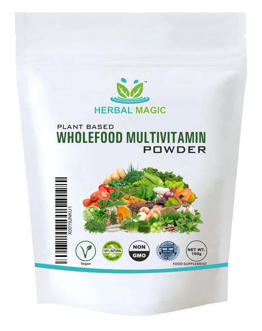 Herbal Magic's Pure & Natural Blend Wholefood Multivitamin Powder - Made from Over 60 Types of Fruits, Vegetables,Herbs & Spices -No Fillers/Preservatives/Maltodextrin/Colors/Flavours (Pack of 1)