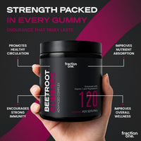 Fraction One Beetroot Gummies – 120 Gummies – 3000 mg per Serving, 5:1 Extract - Enhanced with Vitamin C and Magnesium – Supports Blood Pressure, Vegan, Nitric Oxide Supplement – 60 Days Supply