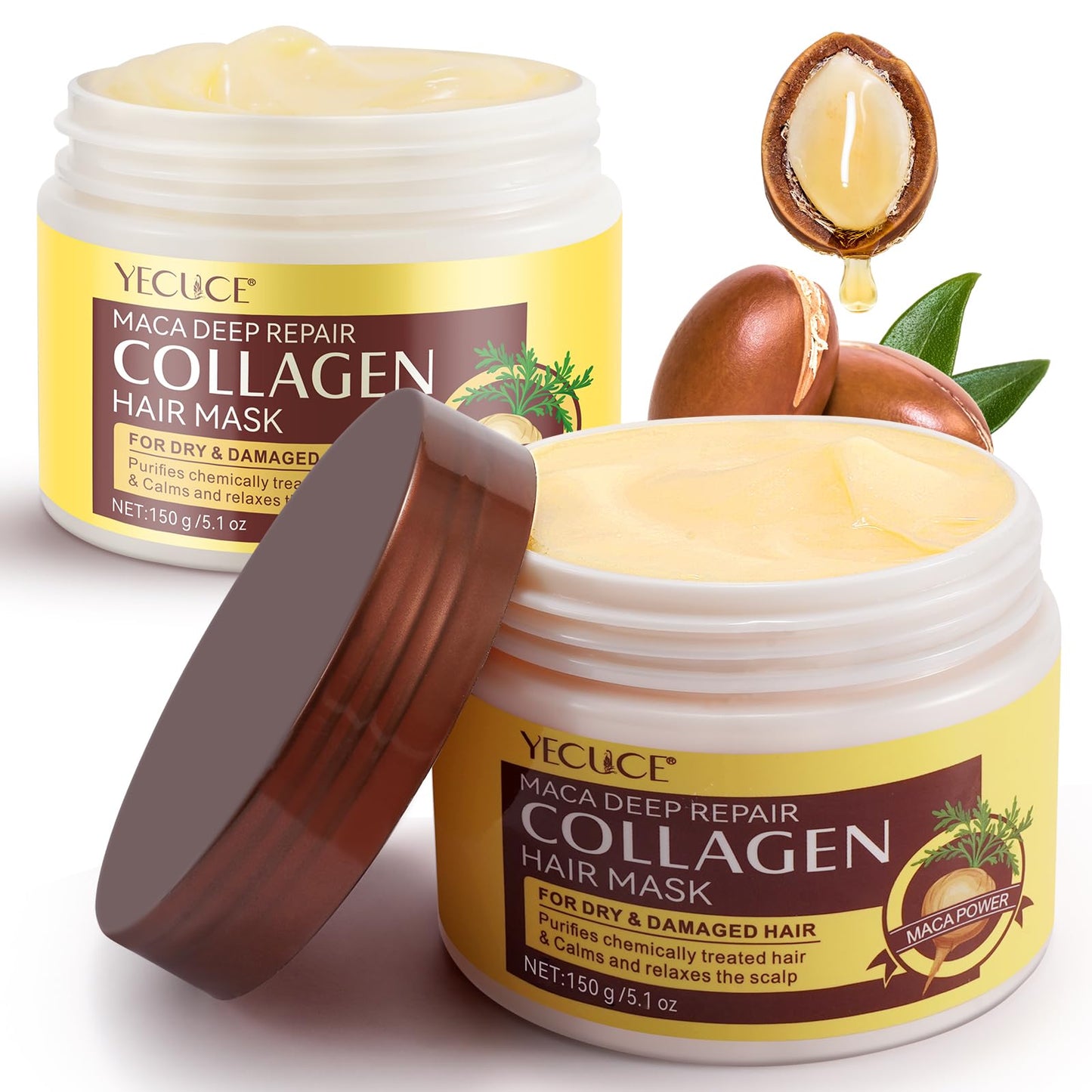 GMOLARSUSCO Collagen Hair Mask, Collagen Hair Treatment Deep Repair Conditioning with Biotin, Argan Oil Hair Conditioner Essence for Dry Damaged Hair for All Hair Types
