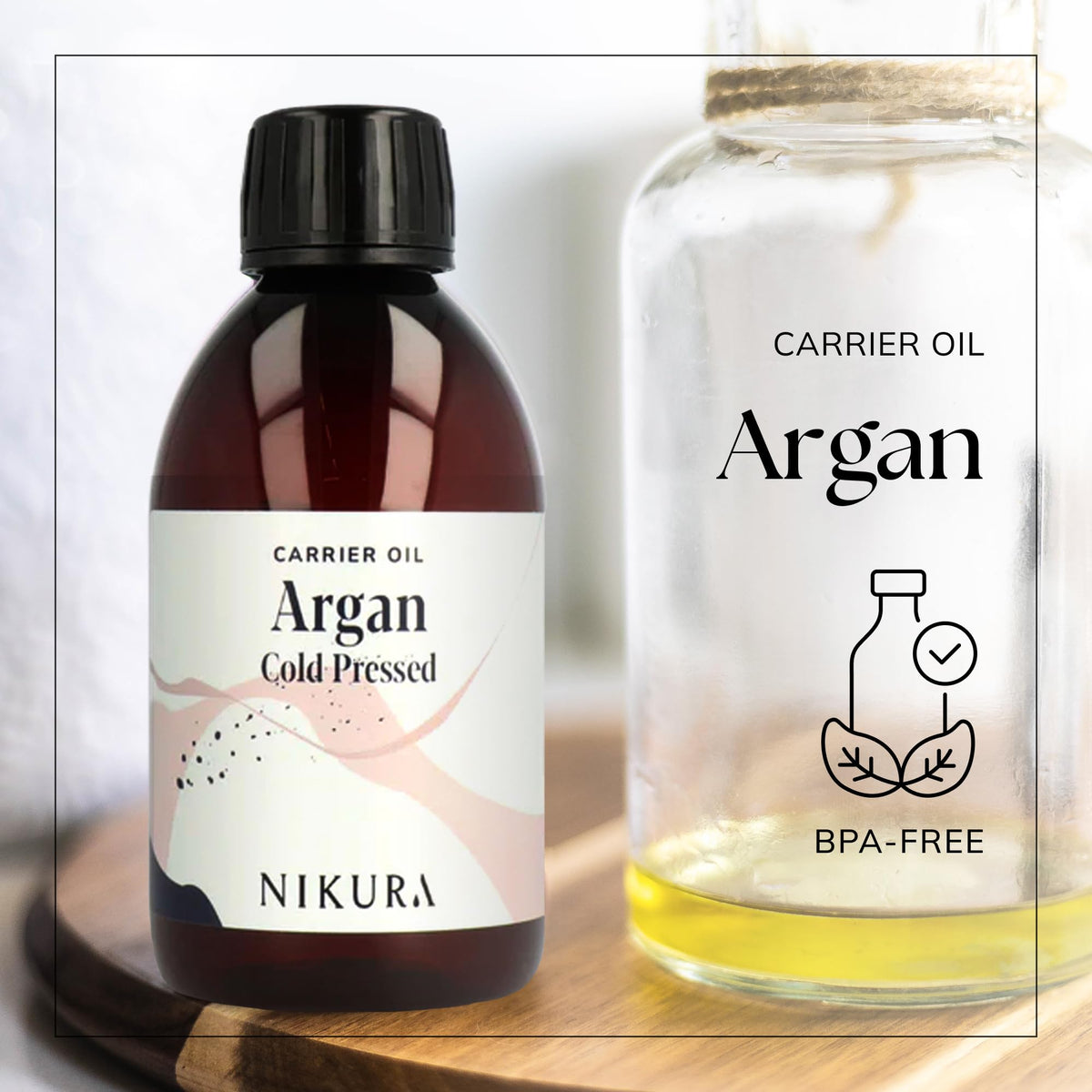 nikura Nikura Argan Oil Cold Pressed - 250ml | For Hair Growth, Face, Skin | 100% Pure | Perfect for Natural Moisturiser & Conditioner, Hair Mask, Body Oil, Cuticles | Vegan & UK Made | BPA Free